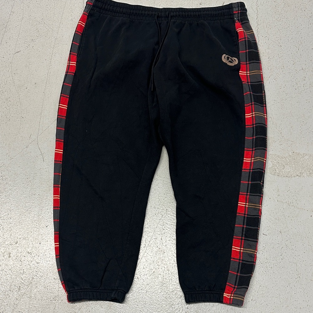 Jordan Black Sweatpants with Red Plaid Side Panels